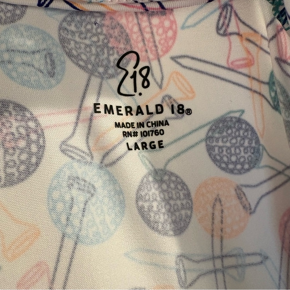 Emerald 18 Golf Dress White Multi 1/4 Zip Size Large Shorts Sleeve - Picture 7 of 9